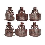 Pool Table Leather Pockets Diamond Pattern Shield, Leather Billiard Pockets Made with Real Leather, Set of 6,Walnut