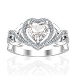 Belinda Jewelz 925 Solid Real Sterling Silver Ring Birthstone Gemstone Heart Shaped Promise Wedding Bands for Womens Girls Anniversary Engagement Zircon Diamond CZ Fine Jewelry Sky Blue Topaz Size 9