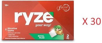 RYZE Nicotine Gum 2mg | Royal Paan | Soft Chew| Aids in Quitting Smoking & Chewing | Smoking Cessation | 3 gums | Single Pack x Pack of 30