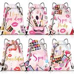 Equsion 12 Pcs Spa Party Favor Bags Drawstring Backpack Spa Party Gift Bags Spa Party Supplies for Girls Women Makeup Birthday Party Decorations Salon Baby Shower Spa Party Decorations, 12 x 10 Inch,