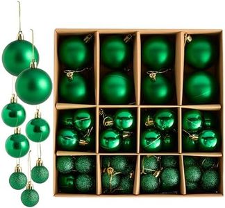 THE TWIDDLERS – Paquete de 50 Bolas de Navidad Verdes - Diferentes Tamaños y Acabados - 6cm, 4cm, 3cm - Mate, Brillante y Glitter para Decoración del Árbol