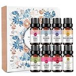 Top 8 Essential Oil Set 100% Pure Flower Essential Oil for Aromatherapy (Jasmine, Rose, Chamomile, Lavender, Ylang-Ylang, Freesia, Clove, Geranium) - 8 X 10ml