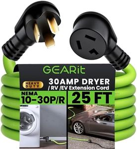GEARit 30 Amp (25 Feet) 3 Prong Dryer Extension Cord NEMA 10-30P to 10-30R STW 10AWG/3 Heavy Duty, RV EV Charging Cable 125/250V