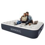 SENNOUL Air Mattress Queen with Built in Pump - Upgraded Blow Up Bed, 2 Mins Quick Self Inflatable, 13"/650lbs Max, Strong Support, All Night No Lost Air, for Camping,Home,Guests & Portable Travel