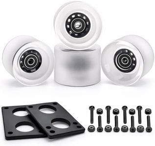 Frcctre 4 Pack 70mm Longboard Wheels, Hardness 80A PU Soft Cruising Wheel with ABEC-9 Bearings and Spacers for Skateboard Longboard and Cruisers