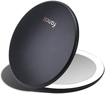 Fancii LED Travel Makeup Mirror, Rechargeable with 10x/1x Magnifying & 3 Light Settings - Compact, Portable, Large 123mm Wide Lighted Hand Mirror for Handbag and Purses (Black)