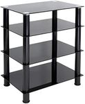 Mount-It! Tempered Glass AV Component Media Stand, Audio Tower and Media Center with 4 Shelves, 88 Lbs Capacity, Black Silk (MI-8670)