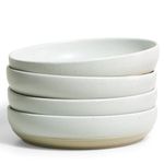 WILDMOS Pasta Bowls Set of 4,Ceramic Flat Pasta Bowls Ceramic Serving Bowls,Dinner Bowls,Stoneware Bowl Plates Set,Microwave & Dishwasher Safe, PB-001