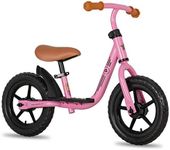 JOYSTAR 10 Inch Toddler Balance Bike 2 Year Old Push Bicycle with Footrest 10" Glider Bikes No Pedal Bicycle Training Bikes Baby Birthday Gifts for 2-4 Girls Pink