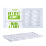 Housmile Furnace Filter 10x20x1, 10x20x1 Furnace Filter, MPR 1000, Unique ABS White Plastic Frame, Durable and Easy to Replace, Clean Living Basic Dust, 6 Pack (Exact Size: 19.6" x 9.6" x 0.9")