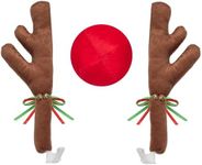 Carbella Car Christmas Reindeer Antlers and Nose - Xmas Decorations for Car - Window Holiday Kit for Car Truck Van SUV