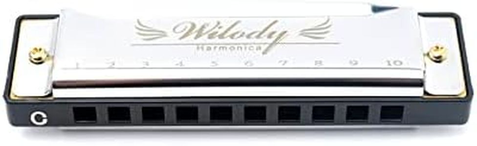 Wilody Harmonica, 10 Holes 20 Tunes Diatonic Blues Harmonica, Professional Deluxe Mouth Organ For Adults, Professional Band Player and Students (silver)