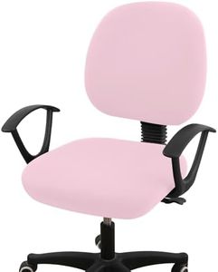 Smiry Stretch Printed Office Computer Chair Covers, Universal Washable Removable Desk Rotating Chair Slipcovers Protector, Seat + Backrest Cover - Pink
