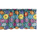 Ambesonne Flower Window Valance, Flowering Spring Freshness Childish Nursery Playroom Baby Daisy Peony Lily Petals, Curtain Valance for Kitchen Bedroom Decor with Rod Pocket, 54" X 12", Magenta Green