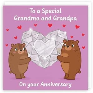 Hunts England - Cute Sparkling Love Grandma And Grandpa Anniversary Card - Fun Bears Anniversary Card - Love Story Collection