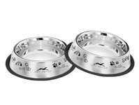 Pets Empire Stainless Steel Printed Dog Bowl for Food and Water for Medium Breed Adult Dogs & Giant Breed Puppies | Large (700ml) (Buy 1 Get 1 Free)