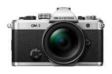 OM SYSTEM OM-3 Micro Four Thirds System Camera, 20 MP BSI Stacked Sensor, 5-Axis Image Stabilisation, Silver with M.Zuiko Digital 12-45mm f4.0 PRO lens