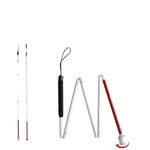 Blind Stick, Four-fold Telescopic Blind Walking Sticks Night Mobility Cane Thickened Aluminum Alloy Blind Stick Guide Cane for Vision Impaired and Blind (135cm Stick)