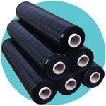 Triplast Pallet Stretch Shrink Wrap Roll (400mm x 250m) - Pick Qty & Colour - Heavy Duty Pallet Wrap, Industrial Stretch Wrap, Packaging Cling Film, Strong Plastic Wrap, Luggage Wrap (Black, 6 Rolls)