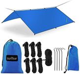 Hammock Rain Fly Tent Tarp Provides Effective Protection Against Rain, Snow. 32ft Long Ridgeline. Big 9.8x9.5ft Durable, Waterproof 210D Oxford. 6 Reflective Guy Lines, 2 Stuff Sacks. Easy Assembly