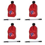 VP Racing Fuels 3512 Red Square Motorsports 5 Gallon Utility Jug, 4 Jugs and 4 Hoses