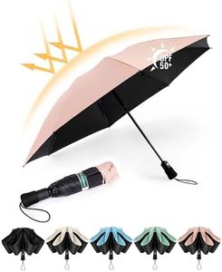 Chakipee Parapluie Pliant inversé Compact Anti UV- Parapluie Femme Automatique Resistant Vent, Parapluies de Voyage Portables, Revêtement en polyester 210T, Portée 97 cm, 8 Sections