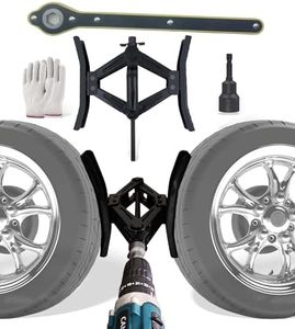 RVPNR RV Rotatable Wheel Chock Stabilizers (Drill Adjusted), Camper Heavy Duty Tire Chock Stabilizers, Travel Trailers Wheel Chock Scissor 2 Sets with Ratchet,hex Socket,Gloves (Black-Turn)