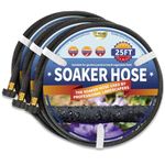 Suneed 3 Pack Soaker Hose 25 FT, 1/2’’ Diameter Heavy Duty Soaker Hoses 75 FT for Garden Beds To Save 70% Water, Short Drip Soaker Hose for Vegetable Beds (3 Pack 25 FT)