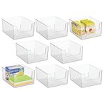 mDesign Modern Plastic Open Front Dip Storage Organizer Bin Basket for Household Organization - Shelves, Cubby, Cabinet, and Closet Organizing Decor - Ligne Collection - 8 Pack - Clear