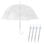 4 Pack Set Rain Umbrellas Dome Birdcage Transparent Wedding Brolly Clear Bubble White Handle And Spike Brolly Walking Ladies Mens Unisex Party Parasol Rain Bridesmaid Bridal Fashion See Through PVC