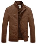 WenVen Men's Thick Cotton Quilted Jacket Casual Light Windbreaker (Coffee, M)