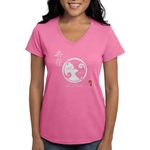 CafePress Women's Ying Yang Cat T Shirt (V Neck) Womens Cotton V-Neck T-Shirt Azalea