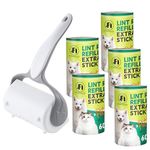 FOYERNUAGE Lint Roller, Lint Roller for Pet Hair Extra Sticky, Lint Roller with a Cover, Lint Roller for Clothes, Furniture, Carpet, 300 Sheets (1Handle and 5 Refills)