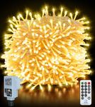 Extra-Long 50M/164ft Christmas Tree Lights,500LED Warm White Fairy Light Mains Powered for Outdoor/Indoor Plug,Waterproof /8 Modes/ Remote,Twinkle String Lights for Bedroom Wedding Xmas Decoration