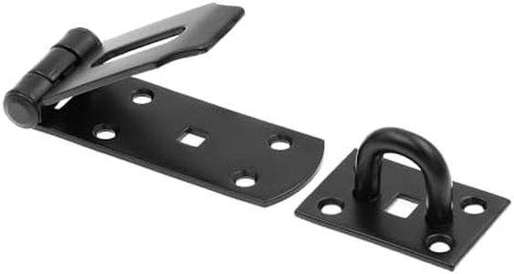 Prime-Line U 117298 Door and Gate Extra Heavy Duty Safety Hasp Hinge Latch with Fixed Staple 3-1/2 inch with Screws Matte Black (Single Pack)