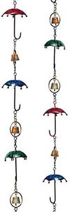 BestNest Set of 2 Ancient Graffiti Umbrella and Bell Multicolored Rain Chains