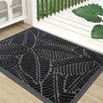 Homaxy Door Mats Indoor Outdoor, Heavy Duty Rubber Dirt Trapper Doormats, Non Slip Waterproof Floor Mat, Easy Clean Door Matt for Front Door, Entrance and Garden, 60 x 90 cm, Black