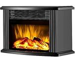 DONYER POWER 1500W Mini Electric Fireplace Tabletop Portable Heater,14.8'' (Black, Metal)