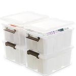 Citylife 17 QT Plastic Storage Bins with 6 Detachable Inserts Clear Storage Box with Lids Multipurpose Stackable Storage Containers for Organizing Crayon, Lego, Craft, 4 Packs