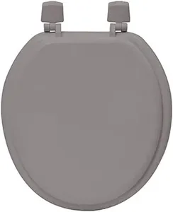 Taupe Round Molded Wood Toilet Seat 17 Inches
