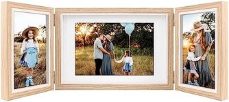 Triple Photo Frame Multiple Photos 3 Picture Frames 4x6 and 5x7 Photos Wood Grain