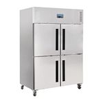 Polar Refrigeration G-Series 700W Upright Double Stable Door Gastro Freezer 1200 Litre, Stainless Steel, -20°C to -10°C, 2010(H)x1340(W)x800(D)mm, 6 Shelves, Energy Rating D, Lockable Castors | CW196