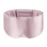 OLESILK Sleep Mask, 100% Natural Mulberry Silk Eye Mask for Women and Men with Adjustable Strap, Large in Size, Blindfold for All Night Sleep, Pink