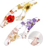 WADY 2 Pieces Dried Flower Resin Book Page Holder Transparent Thumb Ring Handmade Personalized Flower Resin Bookmark Reading Accessories Gift for Teachers Book Lovers Literary (Adorable Style)