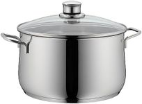 WMF cookware Approx 6.5l Diadem Plus Pouring Rim Glass lid Cromargan Stainless Steel Brushed Suitable for All Stove Tops Including Induction Dishwasher Safe, 24 cm, Silver