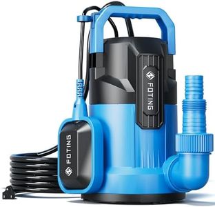 FOTING 2025 Upgraded Automatic Sump pump, 4900GPH 1/2HP Submersible Water Pump with Float Switch - Removes Water Down to 0.04" Sealed Utility Pump for Pond Pool Draining, Basement with 16ft Cord