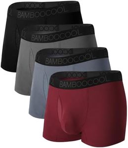 BAMBOO COOL Mens Trunks Underwear Performance Breathable Mesh Fly Zone Moisture-Wicking(4 Pack)