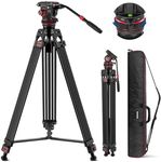 NEEWER 78" Pro Video Tripod Carbon Fiber with Fluid Head Adjustable 360° Pan & 145° Tilt Damping, DSLR Camera Tripod Heavy Duty QR Plate Compatible with DJI Gimbals, Max Load 22lb, TP76