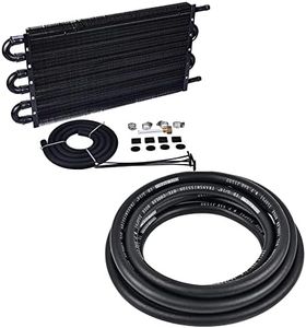 EVIL ENERGY 5/16" Transmission Oil Cooler Tube and Fin 6 Pass Aluminium Bundle with 5/16" Transmission Oil Cooler Hose 10FT 250PSI SAE J1532