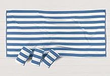 LANE LINEN 100% Cotton Beach Towel, Pack of 4 Beach Towels Set, Cabana Stripe Pool Towels, Oversized Towels for Adults (30" x 60”), Highly Absorbent, Large Beach Towels, Quick Dry Towel - Light Blue